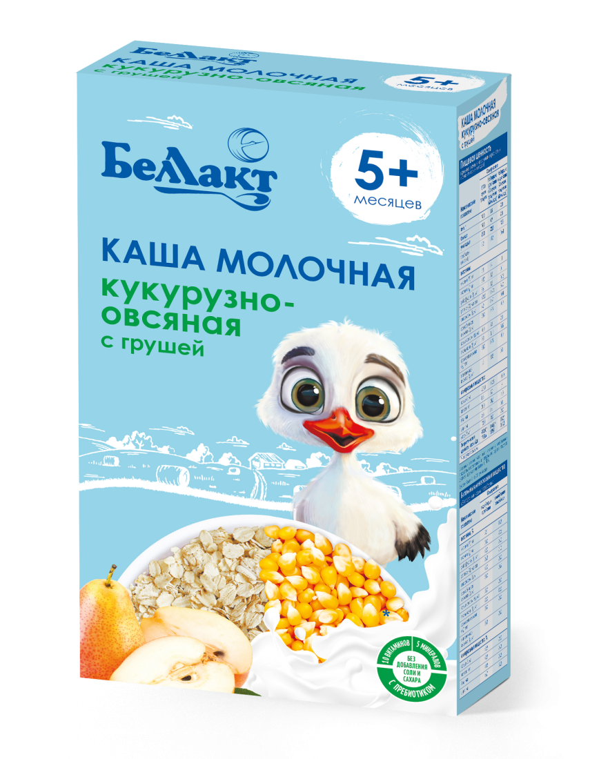 Каша сухая молочная быстрорастворимая для детского питания кукурузно-овсяная с грушей и пребиотиком